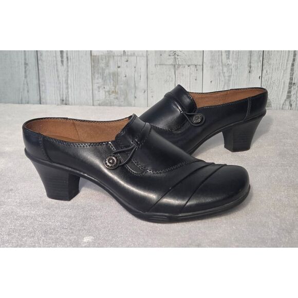 Earth Spirit Elaine Leather Heeled Monk Witch Clogs Pumps Sz. 8.5 - Picture 1 of 7